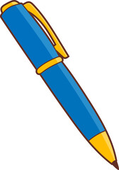 A blue pen with a golden clip is ready for writing on a black background.