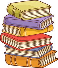 Stack of colorful books, a tower of knowledge and literature illustration