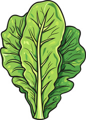 Leafy Greens: A cartoon illustration of fresh, vibrant greens on black background