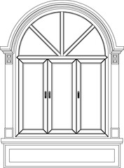 vector illustration design architectural engineering view facade balcony window building classic vintage house 