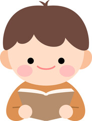 가을 일러스트 플랫 독서하는 아이