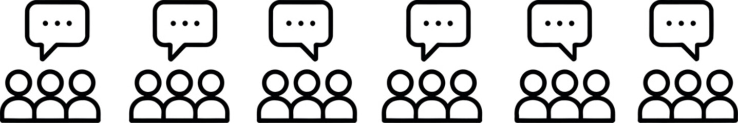 Simple Group Communication Icons:  Modern Minimalist Line Art Design
