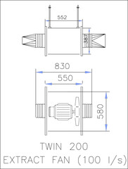 vector illustration of detailed engineering image of industrial equipment exhaust fan for circulating air