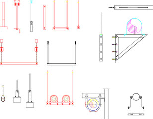 vector illustration of industrial equipment engineering detail typical BRACKET SUPPORT system