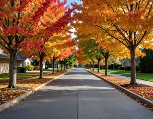 Naklejka premium Scenic Autumn Road with Colorful Trees