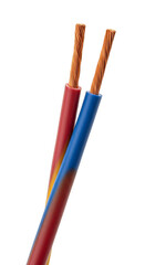 Isolated Electrical Cable Wires Power Copper Red Blue Transparent Background