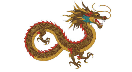 Obraz premium Isolated Dragon Illustration Asian Symbol Oriental Mythical Golden Animal