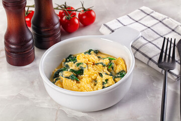 Omelette with spinach for breakfast