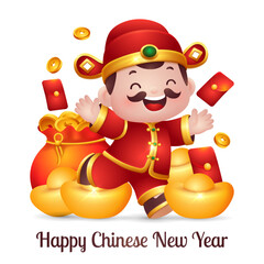 Chinese New Year character, 3D Vector cartoon illustration With Chinese Elements.