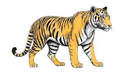 Obraz premium A detailed line art illustration of a tiger