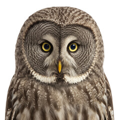 Isolated Gray Owl Portrait Bird Strix Nebulosa Wildlife Fauna PNG