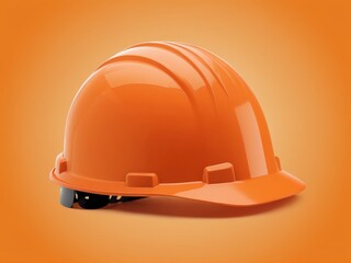  A solitary safety helmet stands out against a warm orange backdrop