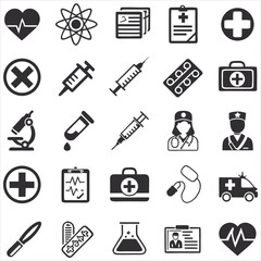  Medicine and Health flat icon Set. Collection health care medical sign icon. icon Set 