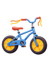 Blue Bicycle Illustration with Yellow Wheels and Red Seat on Transparent