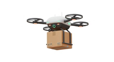 Isolated 3D Drone Delivering Package with Autonomous Air Transportation