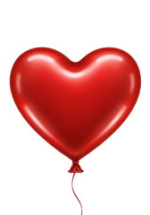Illustration of Glossy Red Heart Balloon Symbol of Love on Transparent Background