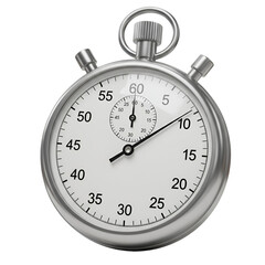 Isolated Illustration of Silver Stopwatch Measuring Time on Transparent BG