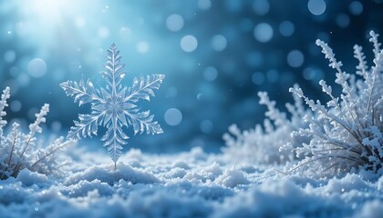 blue christmas background with snowflakes