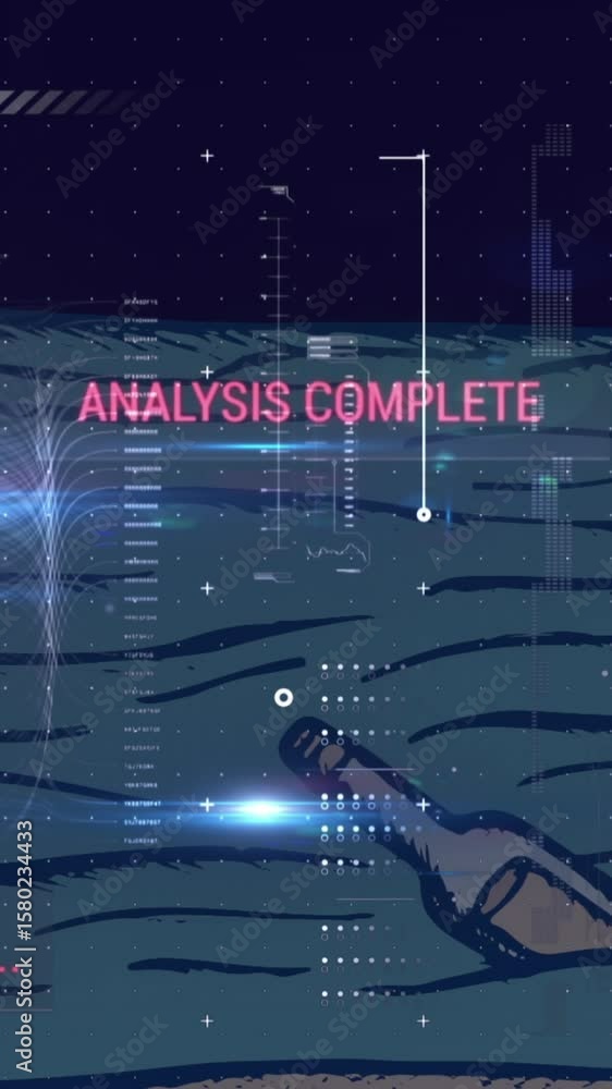 Poster animation of hud interface with lens flare over letter in better floating in ocean