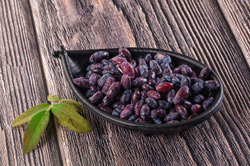 Sweet juicy ripe honeysuckle berries