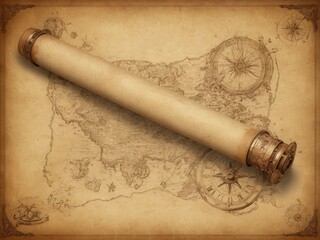  A vintage steampunk blueprint scroll detailing intricate designs