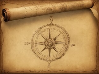  A vintage steampunk blueprint scroll detailing intricate designs