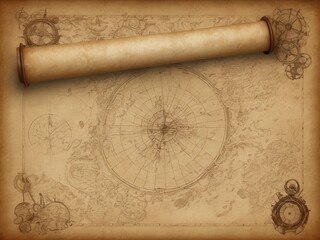  A vintage steampunk blueprint scroll detailing intricate designs