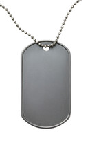 Isolated Metal Dog Tag on Chain on Transparent Background for Identification