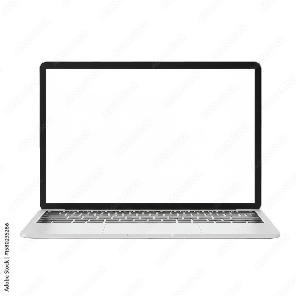 Poster isolated laptop computer illustration open keyboard design white screen