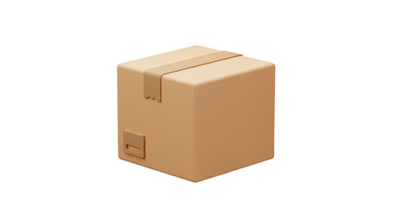 Fototapeta premium Brown Cardboard Box Package Isolated on Transparent Background