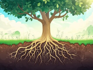 Tree Roots Illustration.
