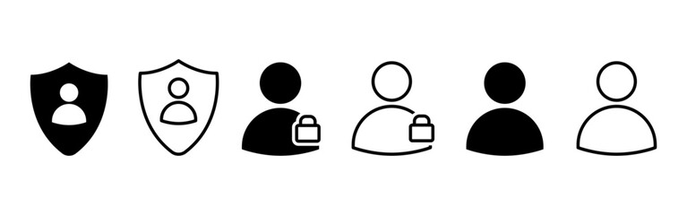 Vector illustration of Secure Profile icon set isolated on transparent background