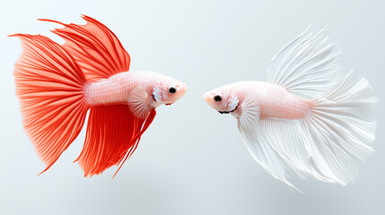 Realistic photo of two Betta fish flaring at each other in separate tanks displaying their aggressive behavior and vivid colors.