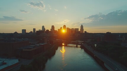 Minneapolis, Minnesota, Aerial Cityscape Showcasing Urban Skyline, Skyscrapers, and Mississippi River
