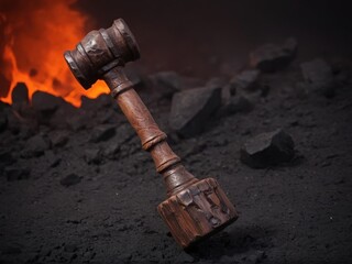  A sturdy dwarven mallet crafted for forging ultimate weapons amidst a molten lava landscape