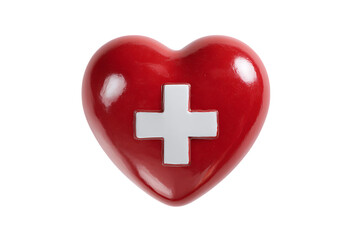 Obraz premium Red heart with a white cross.