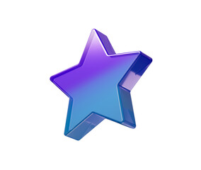 3D Glossy star icon with a blue to purple gradient, ideal for ratings or rewards. 3D Illustration