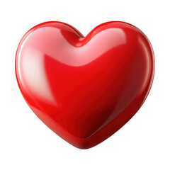Shiny red heart symbol isolated on transparent background