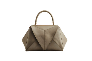 Beige geometric handbag, modern style.