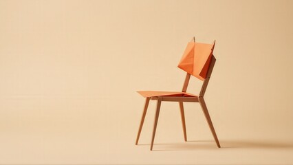  Elegant Origami Chair on Cream Canvas