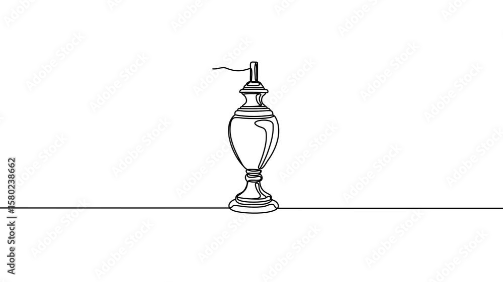 Poster Animation of a single line drawing of a lamp. Continuous contour movement of a lamp. Continuous video with one line.