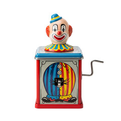 Vintage jack-in-the-box clown toy © PNG Lab