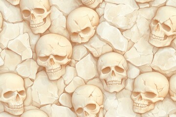 Memento Mori: A striking composition of skull seamlessly merges with textured stone, creating a haunting visual of mortality, timeless symbolism of life and death.