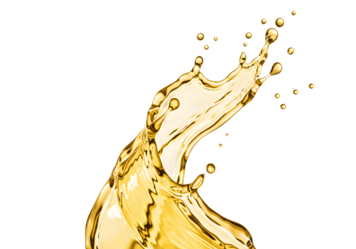 Illustration of Golden Liquid Splash Transparent Background in Motion