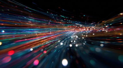 Fototapeta premium A mesmerizing burst of light trails illustrating vibrant colors and fast motion, perfect for modern tech concepts.