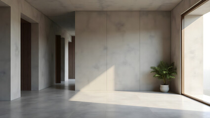Minimalist Modern Interior with Arched Doorways and Natural Light – Empty Architectural Space in Neutral Tones