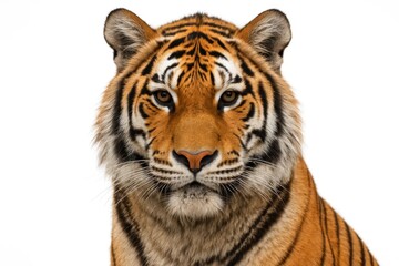Fototapeta premium A majestic tiger gazes directly into the camera, embodying the untamed spirit and beauty of the wild