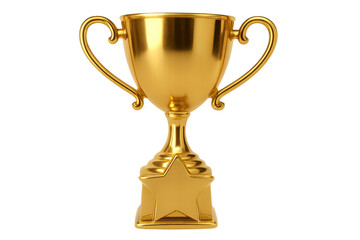 Golden trophy gleaming against transparent backdrop, symbolizing competitive triumph and athletic excellence