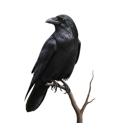 Fototapeta premium Black raven perched on a branch