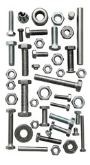 Fototapeta premium Isolated Metal Bolt Hardware Nuts Screws Silver Shiny on Transparent